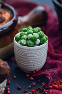 Close-up of fruits in bowl on table