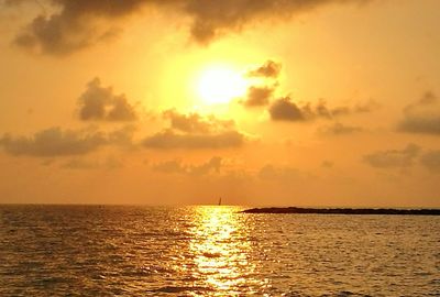 Scenic view of sea at sunset