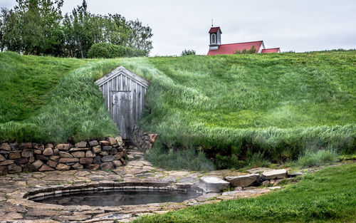 Shed built into a rural field