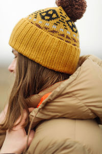 Rear view of woman wearing hat