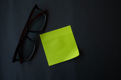 Close-up of eyeglasses on table