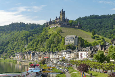 Scenery around cochem, a town at moselle river in rhineland-palatinate, germany, at summer time