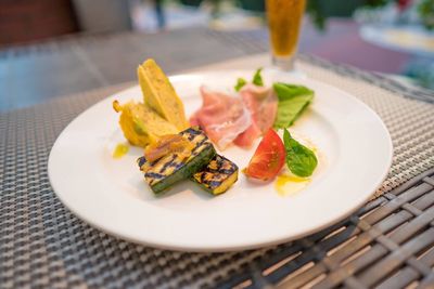 Close-up of salad in plate on table