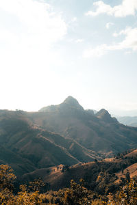 Scenic view of mountains against sky