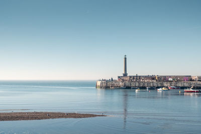 Scenic view of sea against clear sky