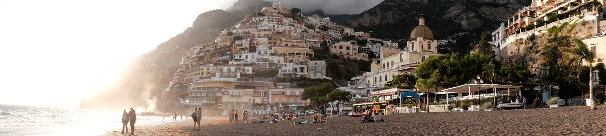 Panoramic view of people on beach