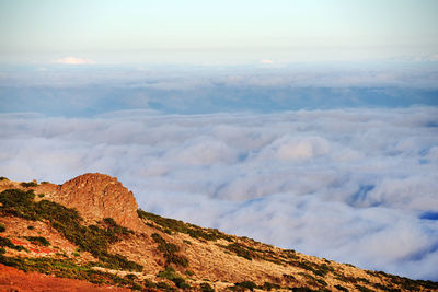 Majestic view of cloudscape covering el teide national park
