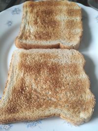 High angle view of bread in plate