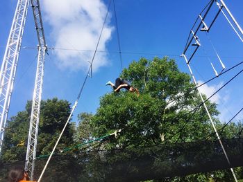Low angle view of electricity pylon