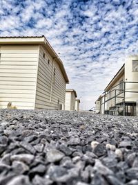 Surface level of beach against sky