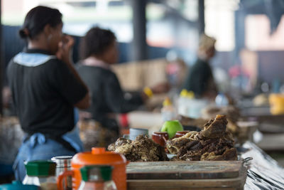 Cooked meat for sale in a market