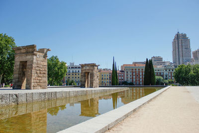 Temple of debod, an egyptian monument relocated in the center of madrid in parque del oeste