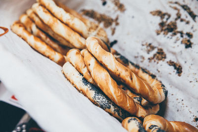 Close-up of pretzels