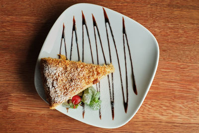 High angle view of breakfast on table