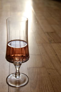 Close-up of wineglass on table