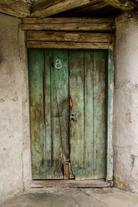 Closed door of old building