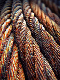 Full frame shot of rusty metal cables