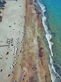 High angle view of people on beach