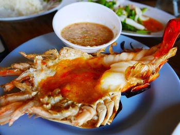 Close-up of meal served in plate