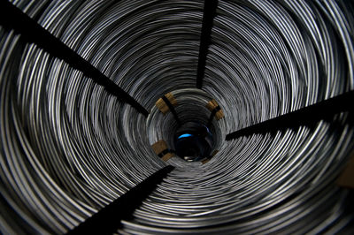 Close-up of coiled wire in factory