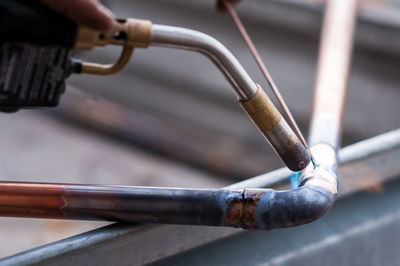 Close-up of bicycle pipe