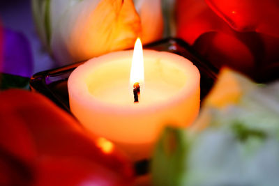 Close-up of lit candle
