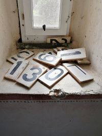 Close-up of old abandoned house window
