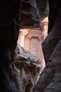 Low angle view of rock formation