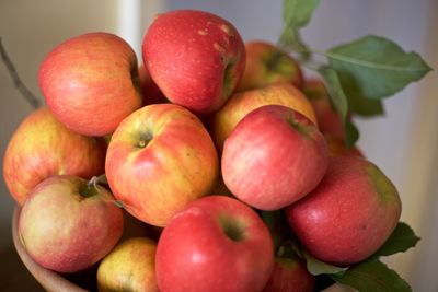 Home grown apples in a bowl inside