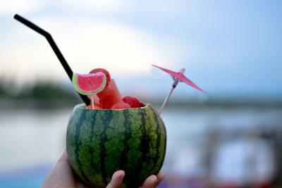 Watermelon smoothie in the watermelon