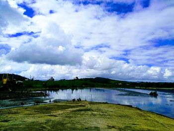 Scenic view of lake against sky