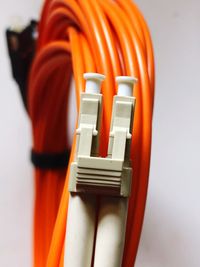 Close-up of cable against white background