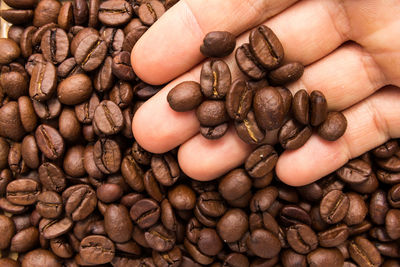 Close-up of roasted coffee beans