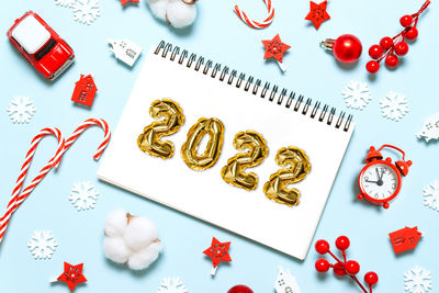 High angle view of heart shape on table