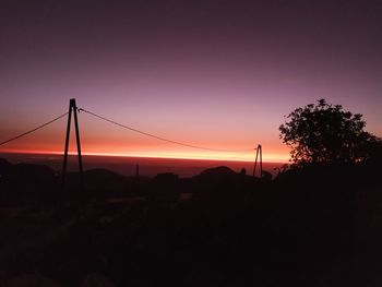 Silhouette landscape against clear sky during sunset