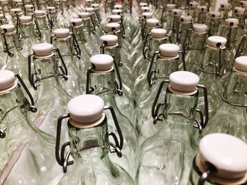 Full frame shot of glass bottles