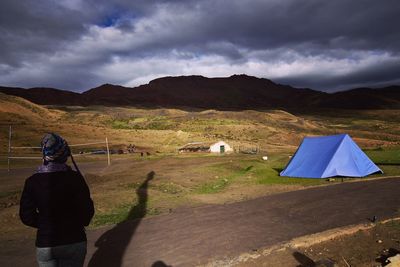 Lonely girl and landscape