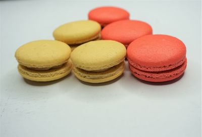 Close-up of multi colored candies on table