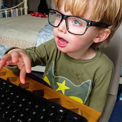 Portrait of cute boy wearing eyeglasses