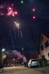 Firework display at night