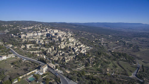 High angle view of townscape against sky