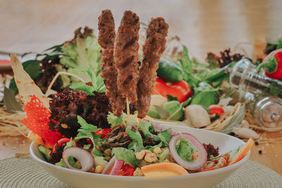 Close-up of meal served in bowl