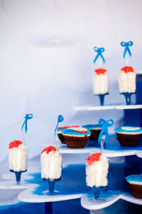 Close-up of cupcakes on table