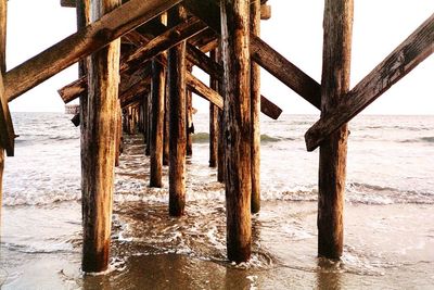 View of pier on beach