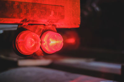 Close-up of illuminated red light