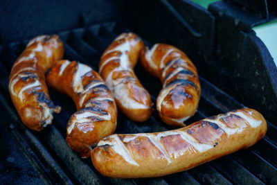 Close-up of meat on barbecue grill