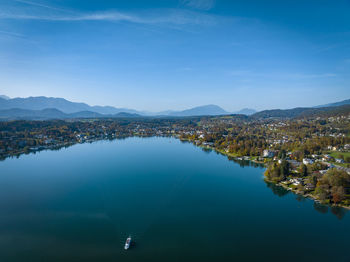 Lake over blue sky wörthersee austria nature