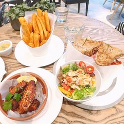 Close-up of food served on table