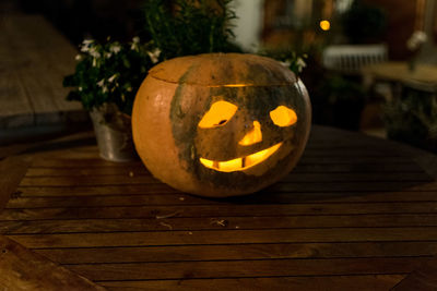 Close-up of pumpkin on table