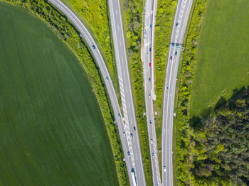 Aerial view of highways in city
